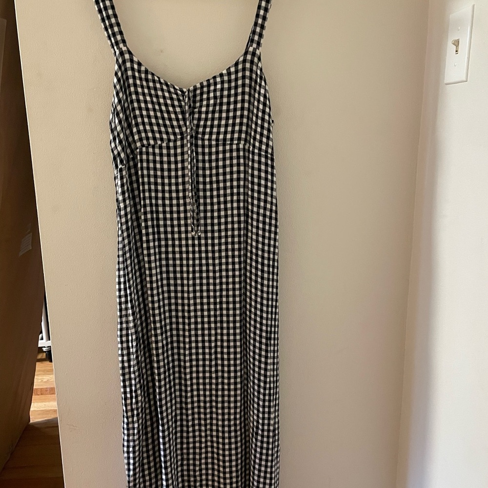 SO Black and White Checkered Midi Dress
